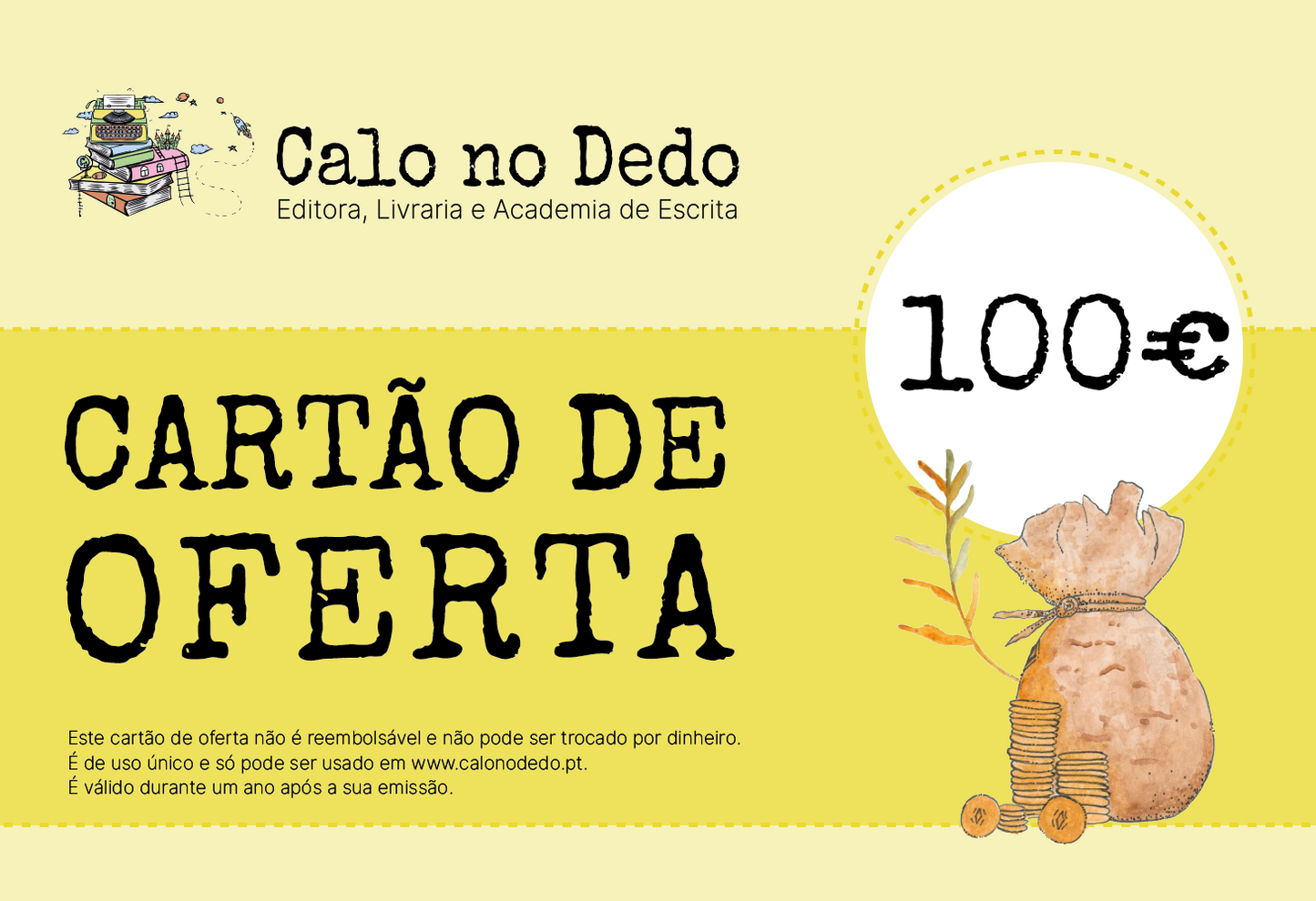 Cartão de oferta da Livraria Calo no Dedo