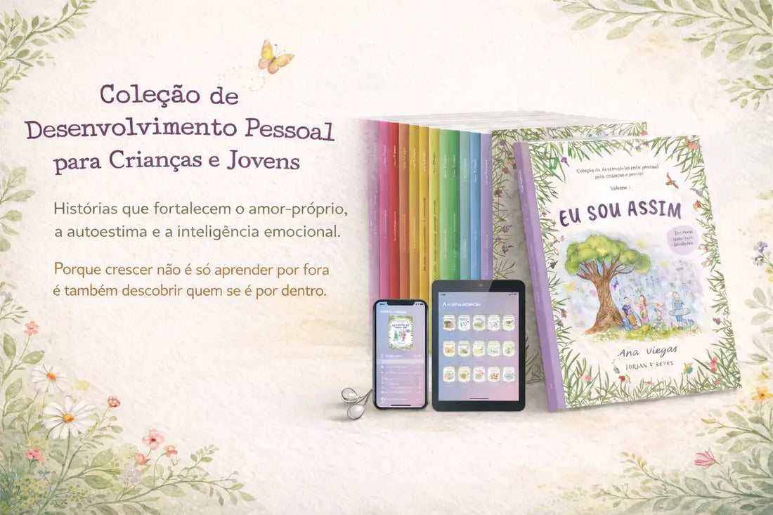 Coleção de desenvolvimento pessoal para crianças e jovens em papel e formato digital, com a capa de «Eu sou assim».
