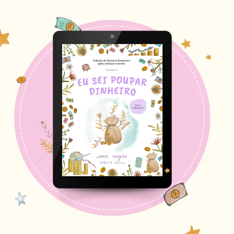 Tablet com a capa do ebook «Eu sei poupar dinheiro».