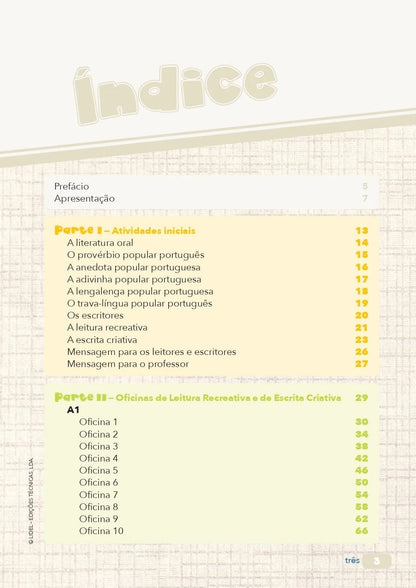 Livro | Pack «Oficinas de leitura recreativa e de escrita criativa» | Nível inicial, intermédio e avançado - calonodedo