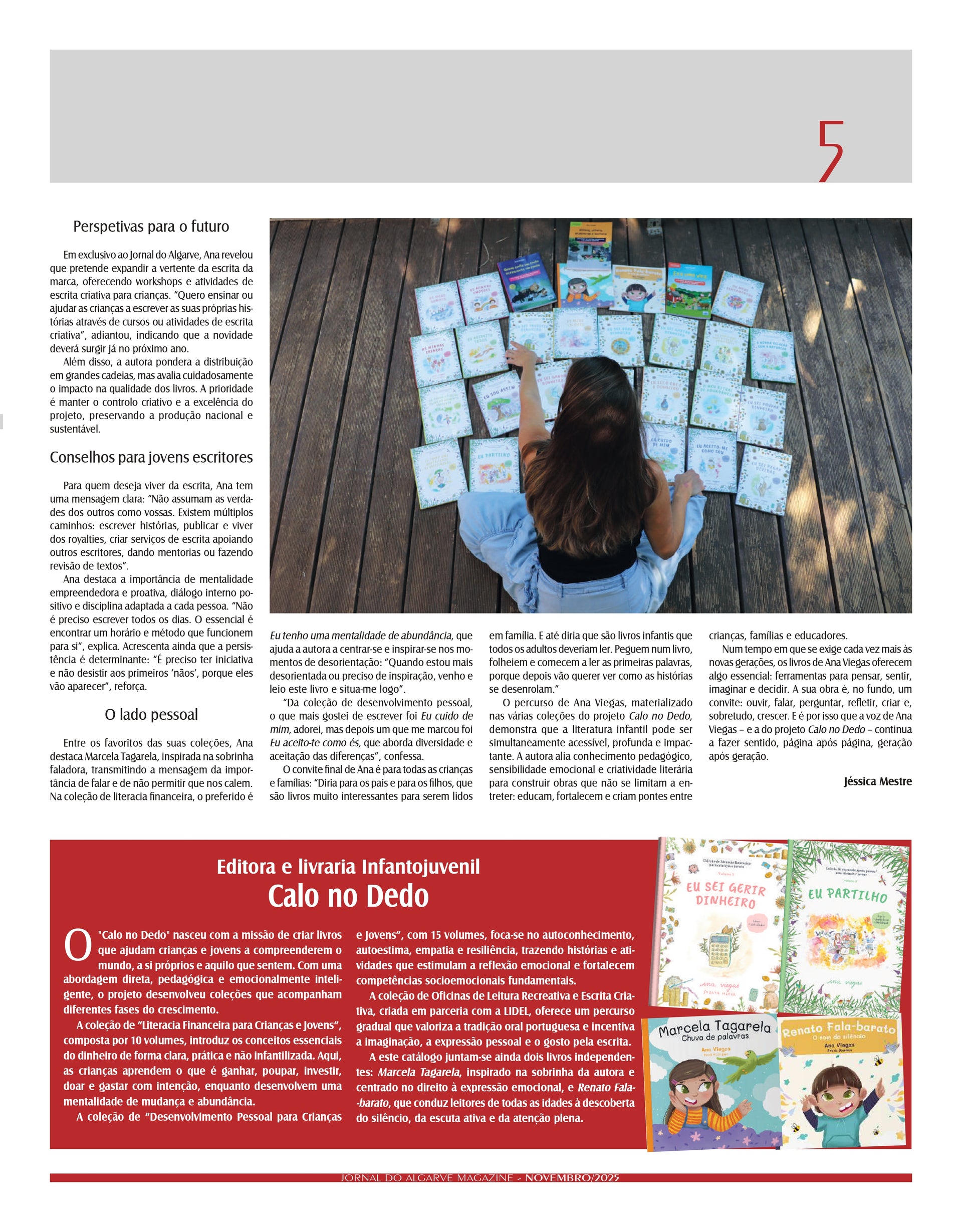 Reportagem escrita sobre a Livraria Calo no Dedo no Jornal do Algarve