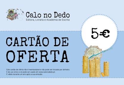 Cartão de oferta da Livraria Calo no Dedo