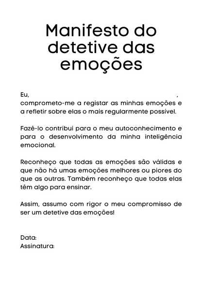 Diário de emoções - Eu conheço as minhas emoções