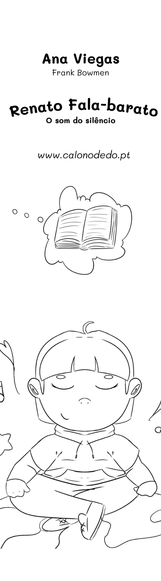 Frente do marcador de livros do Renato Fala-Barato , da Livraria Calo no Dedo , de Ana Viegas e Frank Bowmen
